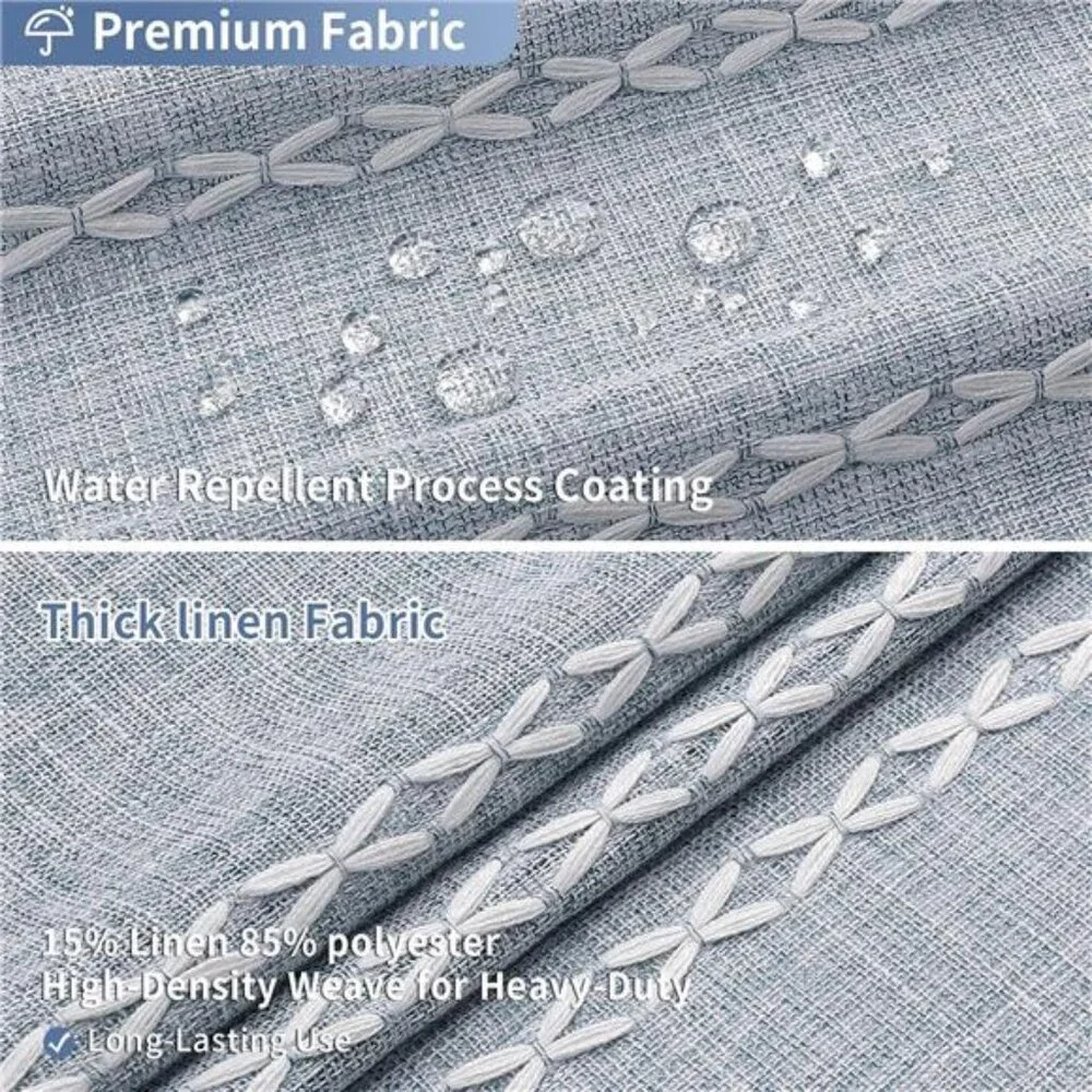 Blue Boho Fabric Shower Curtain, Modern Farmhouse Polyester Linen Shower Curtain